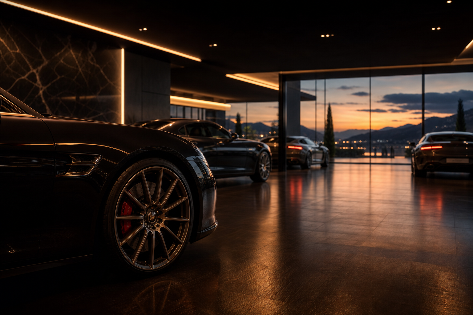 Showroom elegante con luci calde: atmosfera dedicata agli appuntamenti su misura in sede